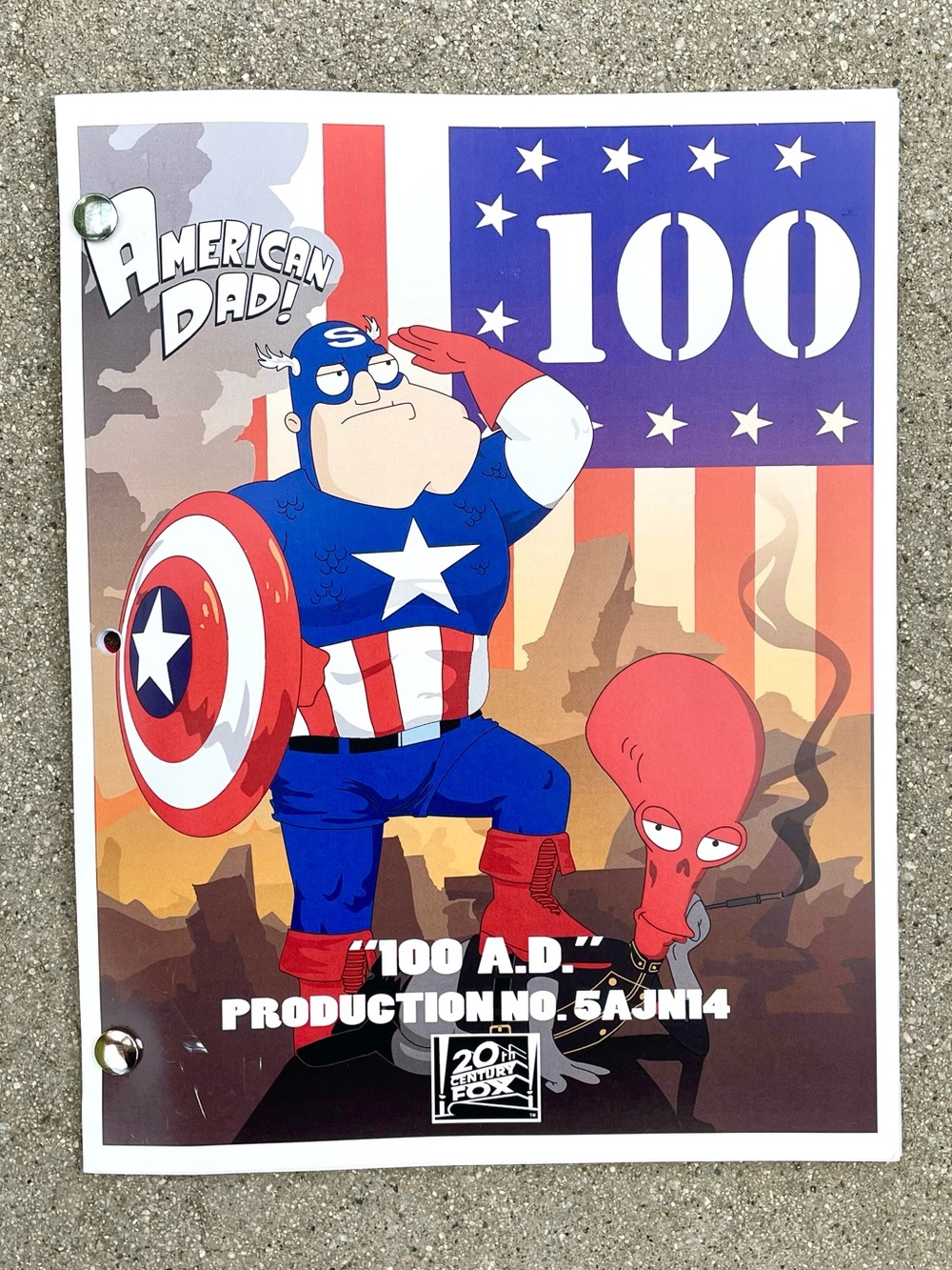American Dad 100th Episode 2009 Original Table Draft Script 100 A.D. S6 PREMIER!